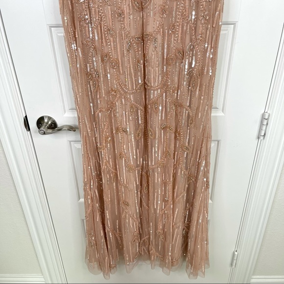 MAC DUGGAL Wrap Front Beaded Cape Gown NEW Blush Pink Size 10 Dress - Picture 12 of 15